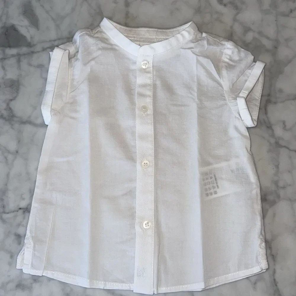Mayoral Baby White & Gray Plaid Outfit 6/9M